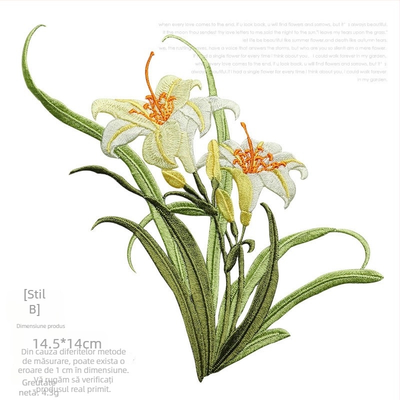 Patch broderie cu orhidee pentru Hanfu și haine — rayon, Rainbow Embroidery