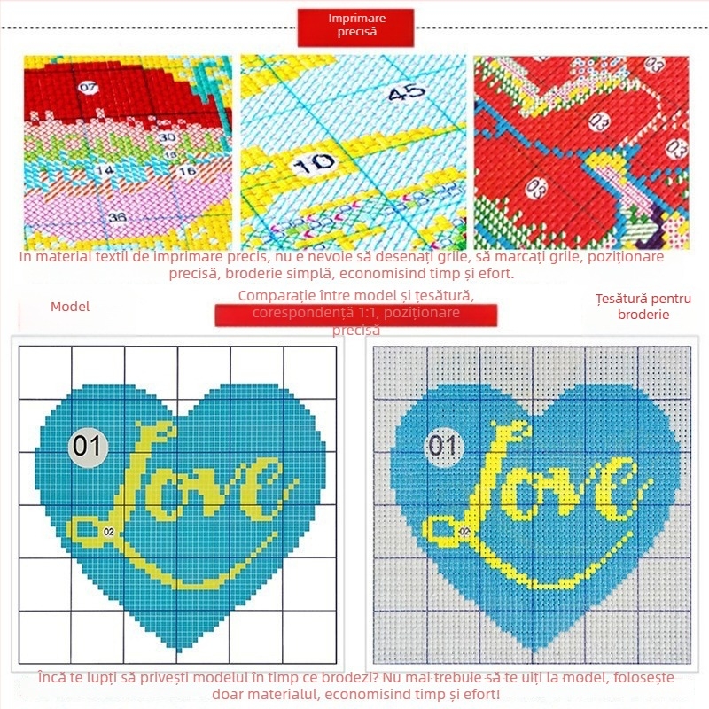 Kit de broderie cu cruci – model pe țesătură din bumbac 11CT, broderie cu cruce, stil modern minimalist