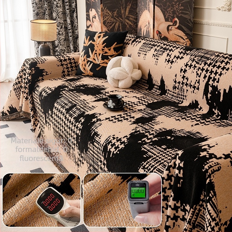 Husa de canapea din Chenille pentru canapea de trei locuri, stil retro, imprimeu leopard, modele abstracte și animale drăguțe