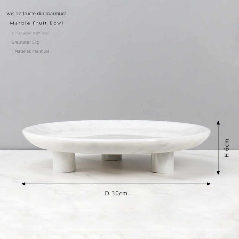 Felie de fructe rotundă din marmură naturală, stil european, finisaj lucios, lucrat manual, ambalaj din carton, brand cramper