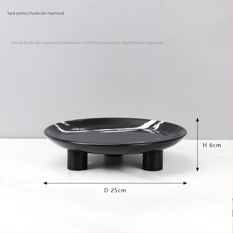 Felie de fructe rotundă din marmură naturală, stil european, finisaj lucios, lucrat manual, ambalaj din carton, brand cramper