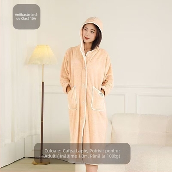 Halat de baie pentru femei — iarnă, fleece, bumbac-microfibră, 600 g