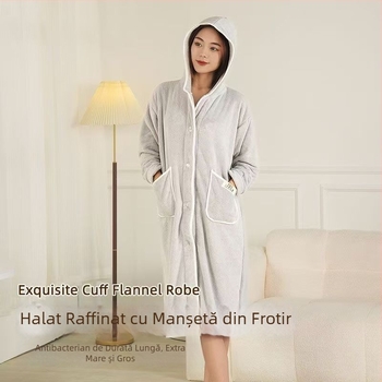 Halat de baie pentru femei — iarnă, fleece, bumbac-microfibră, 600 g