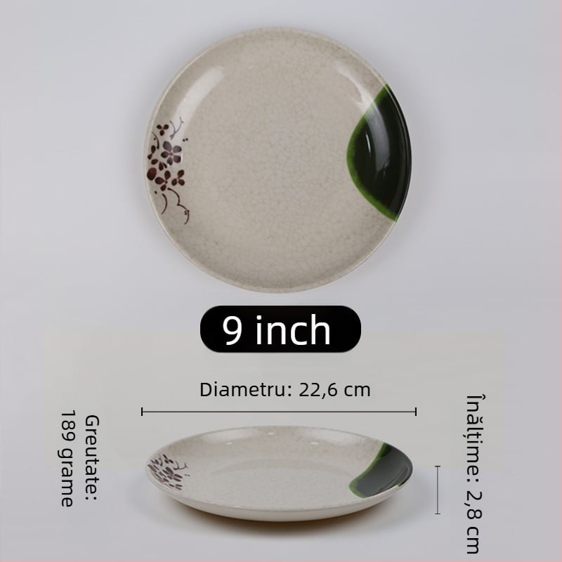 Farfurie circulară din melamină, suprafață glazurată, stil modern minimalist, imprimare logo disponibilă, opțiuni de personalizare