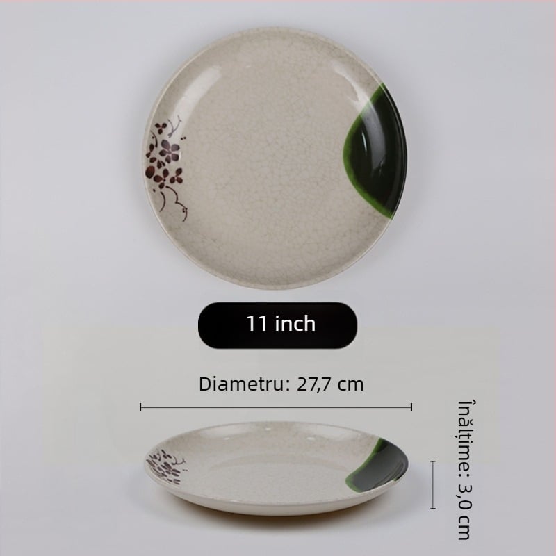 Farfurie circulară din melamină, suprafață glazurată, stil modern minimalist, imprimare logo disponibilă, opțiuni de personalizare