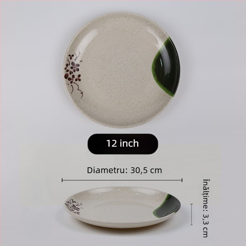 Farfurie circulară din melamină, suprafață glazurată, stil modern minimalist, imprimare logo disponibilă, opțiuni de personalizare