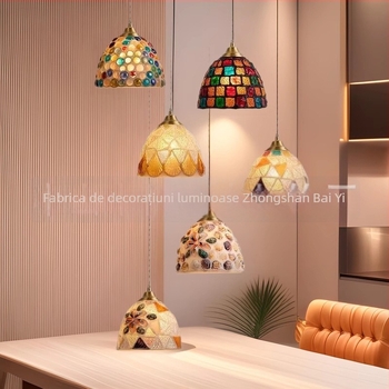 Lustră din sticlă, stil nordic, LED, corp din fier, cu o singură braț, tensiune ≤36V, potrivit pentru 3–5 m².