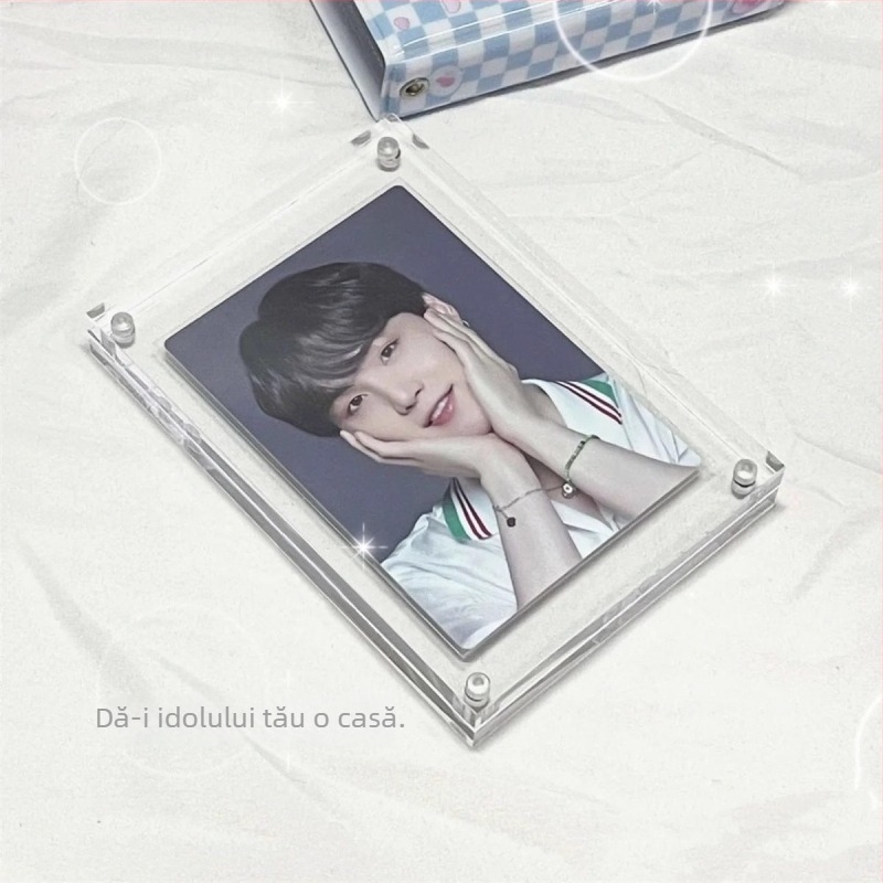 Suport din acril transparent pentru carduri și ramă foto cu afișaj magnetic, depozitare DIY cu două fețe pentru Polaroide