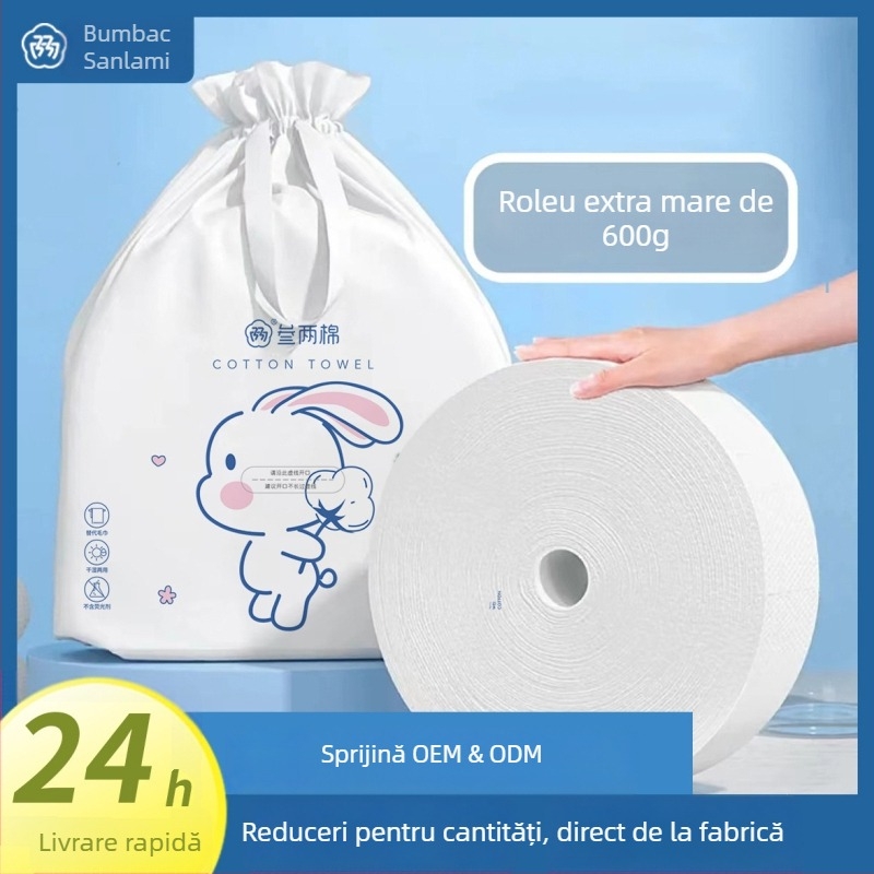 Prosop de față montat pe perete – de unică folosință, moale și îngroșat, din fibră de viscose, cu agățare pentru tras, pentru îngrijire bebeluși