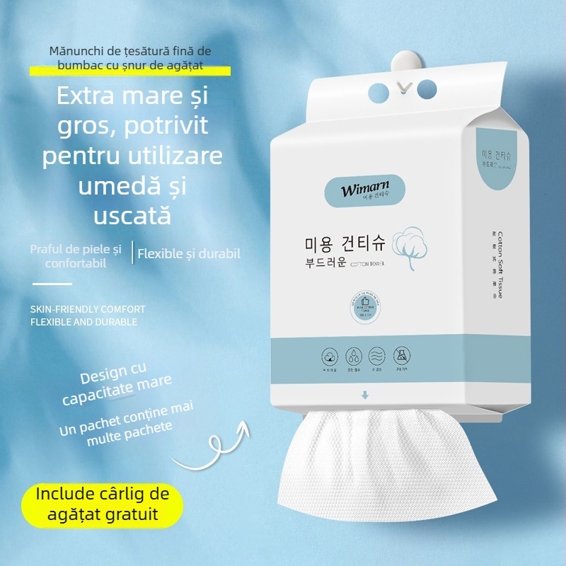 Șervețele demachiante pentru față, de unică folosință, îngroșate, tip atârnat (fibră de viscoză; 100% fibră vegetală; țesătură plată)