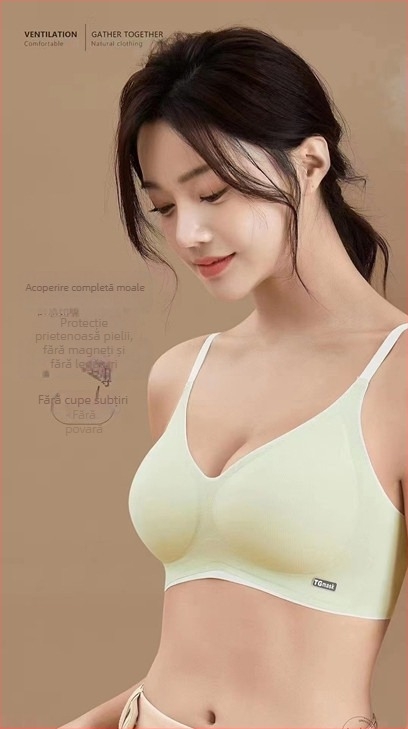 Sutien sport fără armături, cupă 3/4, bureți modelatori subțiri, fără cusături, fără bretele, susținere pe spate, confortabil și respirabil