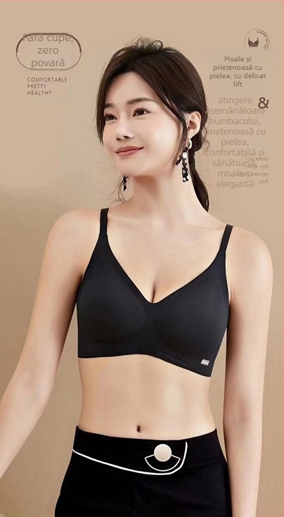 Sutien sport fără armături, cupă 3/4, bureți modelatori subțiri, fără cusături, fără bretele, susținere pe spate, confortabil și respirabil