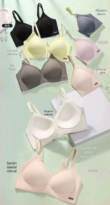 Sutien sport fără armături, cupă 3/4, bureți modelatori subțiri, fără cusături, fără bretele, susținere pe spate, confortabil și respirabil