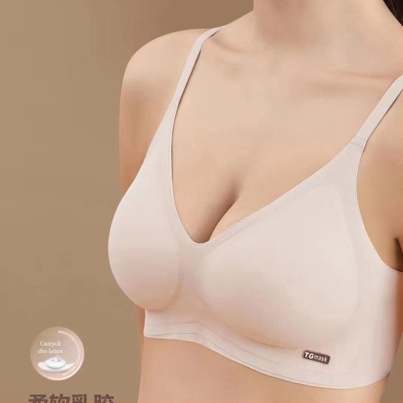 Sutien sport fără armături, cupă 3/4, bureți modelatori subțiri, fără cusături, fără bretele, susținere pe spate, confortabil și respirabil