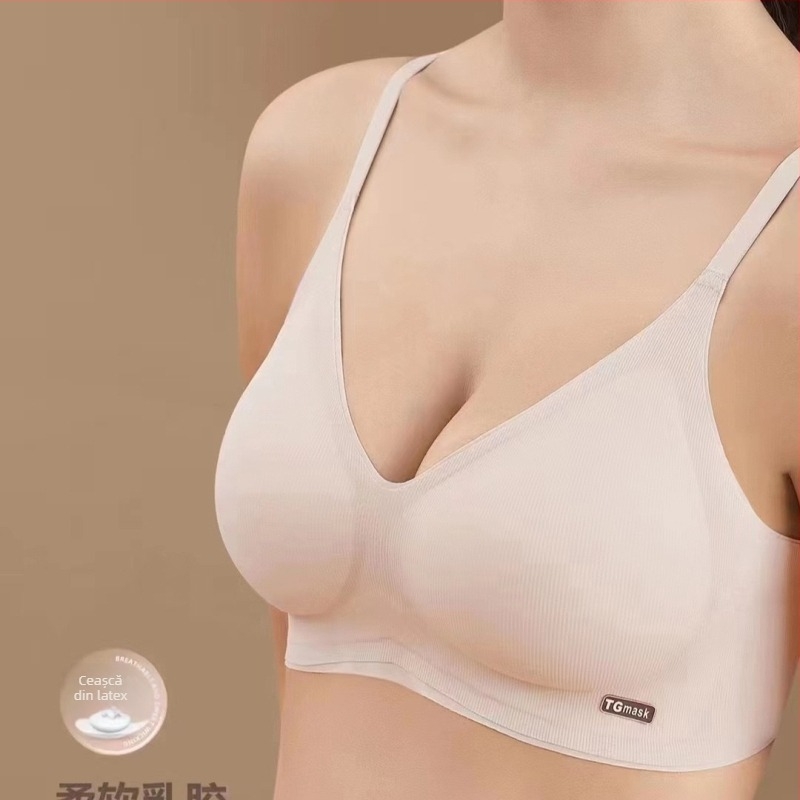 Sutien sport fără armături, cupă 3/4, bureți modelatori subțiri, fără cusături, fără bretele, susținere pe spate, confortabil și respirabil