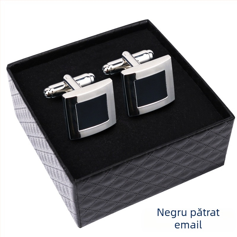 Butoni pentru mâneci franțuzești, geometrice, în cutie cadou, din aliaj placat, cristal alb