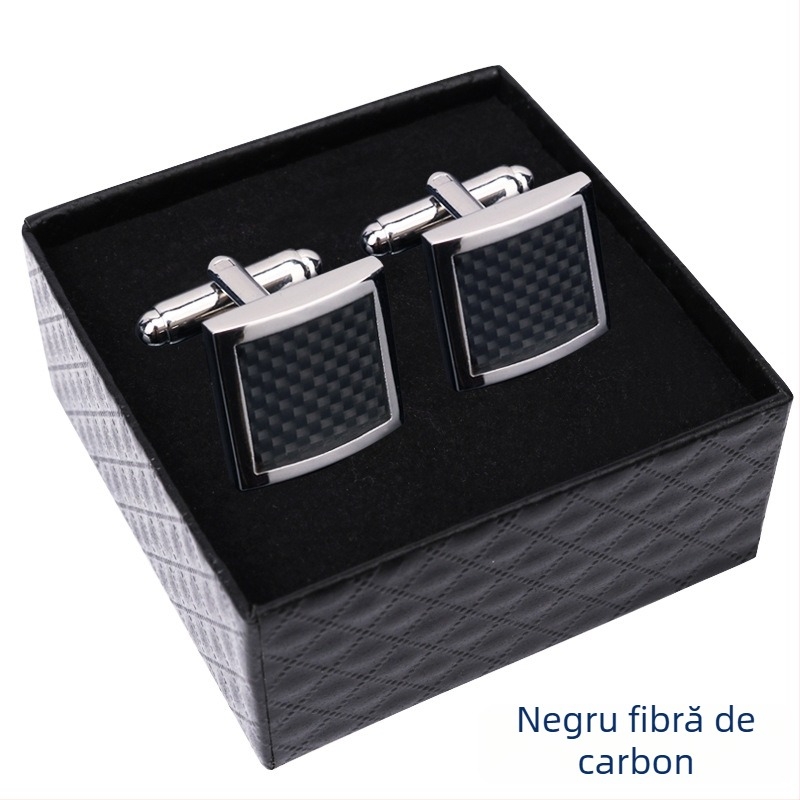 Butoni pentru mâneci franțuzești, geometrice, în cutie cadou, din aliaj placat, cristal alb