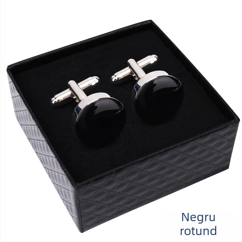 Butoni pentru mâneci franțuzești, geometrice, în cutie cadou, din aliaj placat, cristal alb