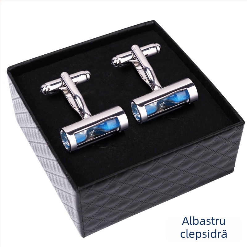 Butoni pentru mâneci franțuzești, geometrice, în cutie cadou, din aliaj placat, cristal alb