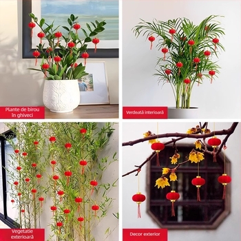 Ornament de lampă Zhenhuan, rotund, din țesătură flokată, lucrat manual, decor în stil chinezesc pentru nunți și amenajări