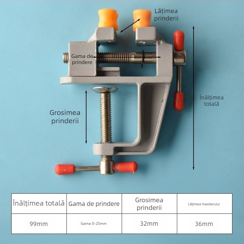 Mini clemă de banc cu corp din aliaj de aluminiu pentru mărgele de nuci — clemă pentru mărgele și suport pentru nuci