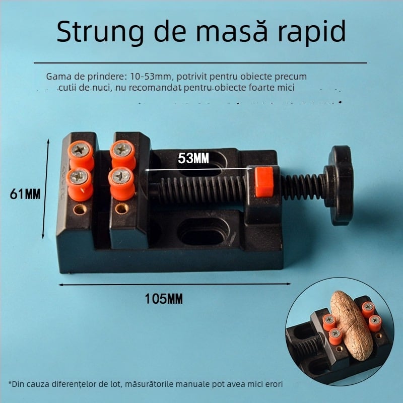 Mini clemă de banc cu corp din aliaj de aluminiu pentru mărgele de nuci — clemă pentru mărgele și suport pentru nuci