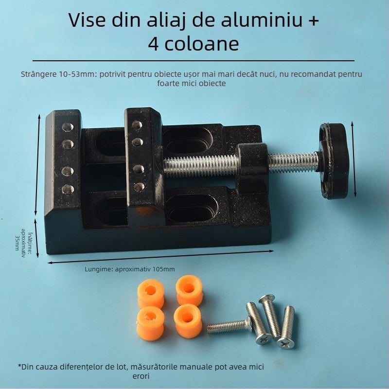 Mini clemă de banc cu corp din aliaj de aluminiu pentru mărgele de nuci — clemă pentru mărgele și suport pentru nuci