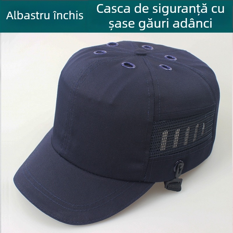 Șapcă de protecție de tip baseball din bumbac, respirabilă și ușoară, cu coroană înaltă și vizieră scurtă, posibilitatea personalizării logo-ului
