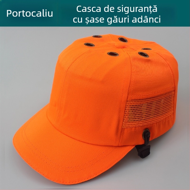 Șapcă de protecție de tip baseball din bumbac, respirabilă și ușoară, cu coroană înaltă și vizieră scurtă, posibilitatea personalizării logo-ului