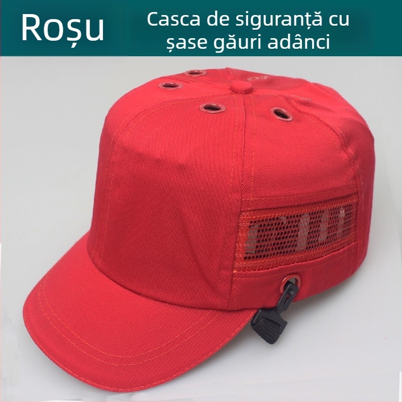 Șapcă de protecție de tip baseball din bumbac, respirabilă și ușoară, cu coroană înaltă și vizieră scurtă, posibilitatea personalizării logo-ului