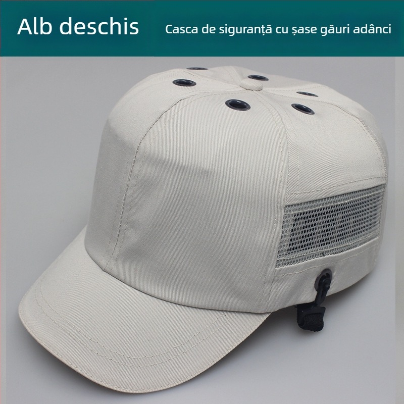 Șapcă de protecție de tip baseball din bumbac, respirabilă și ușoară, cu coroană înaltă și vizieră scurtă, posibilitatea personalizării logo-ului