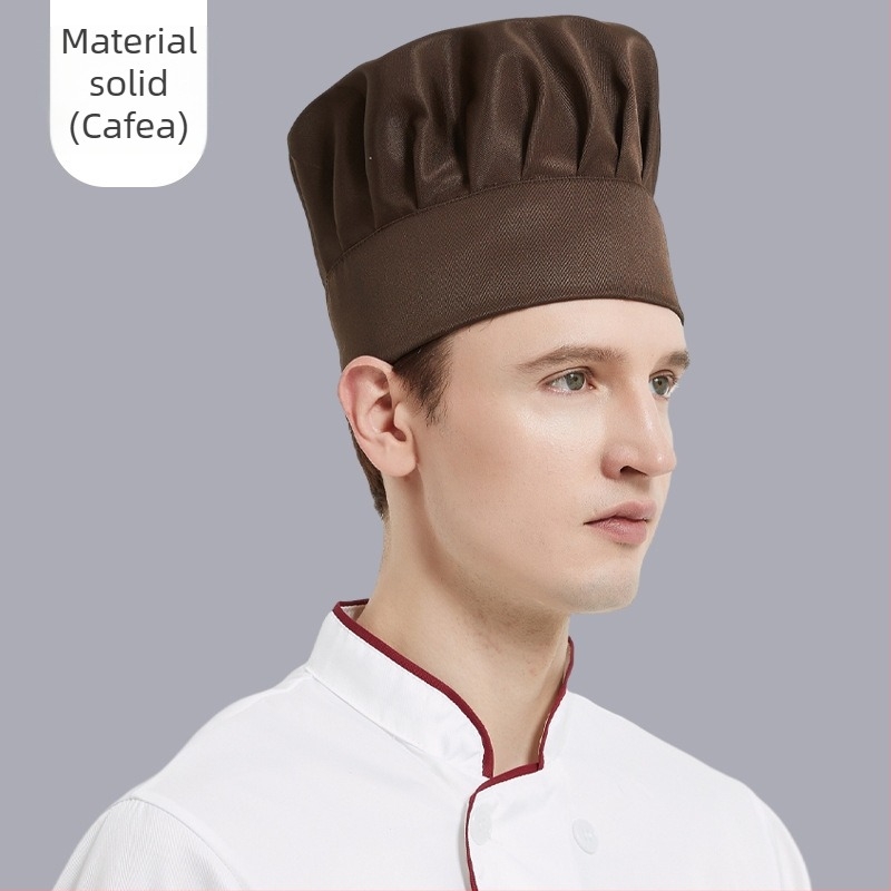 Pălărie de bucătar unisex pentru catering hotelier, din bumbac, țesătură plată, model monocrom, broderie