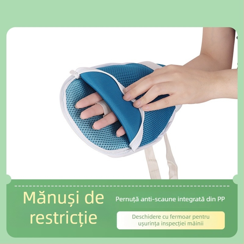 Mănuși de restricție pentru vârstnici imobilizați cu demență — anti-zgârieturi, din bumbac respirabil, modelul 125, pentru mâini, încălzire cu infraroșu
