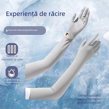 Manșete de protecție solară din Ice Silk Nylon cu mănuși integrate, protecție UV, respirante, material Nylon 81–95%