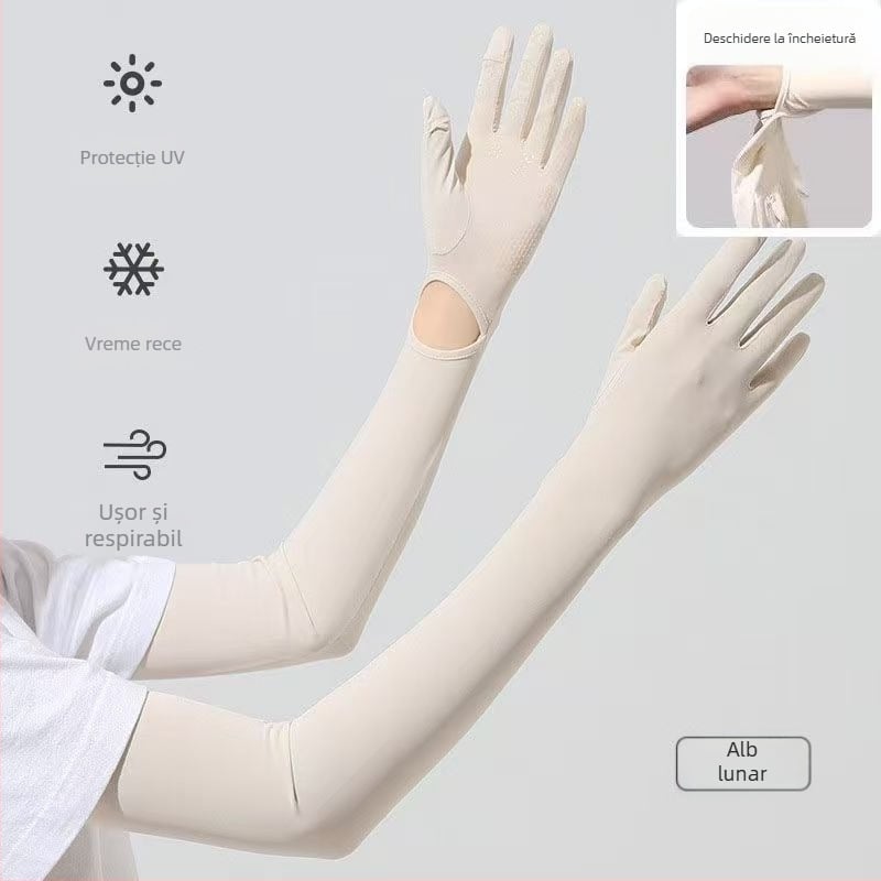 Manșete de protecție solară din Ice Silk Nylon cu mănuși integrate, protecție UV, respirante, material Nylon 81–95%