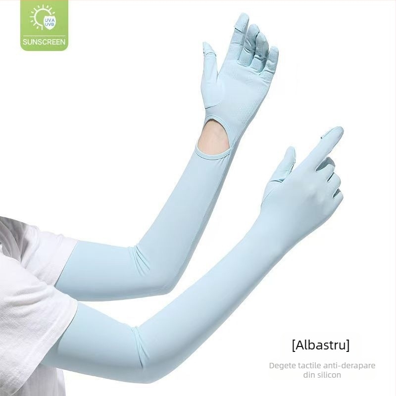 Manșete de protecție solară din Ice Silk Nylon cu mănuși integrate, protecție UV, respirante, material Nylon 81–95%