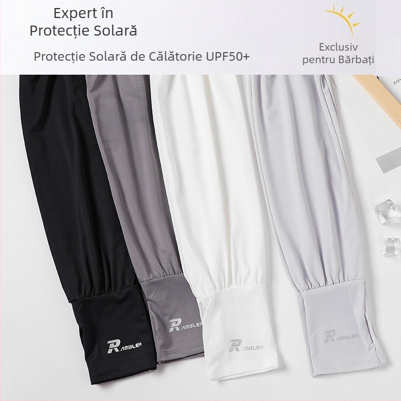 Mâneci pentru brațe pentru bărbați - protecție UV, material Ice Silk (Milk Silk) și poliester, croială lejeră, Primăvara 2023