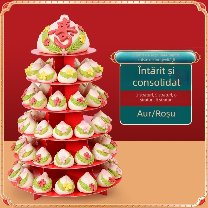 Raft display multi-strat pentru banchet de ziua bătrânilor cu chifle Jiaodong făcute manual și produse tradiționale, stil modern minimalist, Unique, 2023