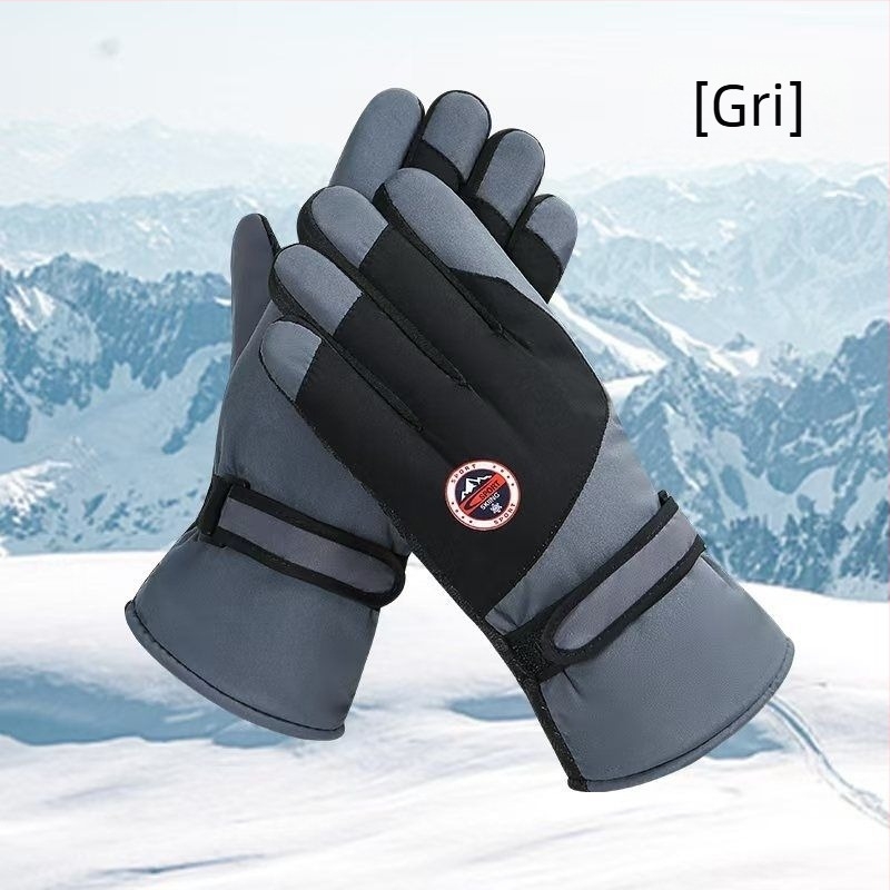 Mănuși de iarnă unisex pentru schi, impermeabile, antiaderente și rezistente la uzură, exterior din bumbac, căptușeală Ice Silk, căptușeală de catifea, stil Flip-cover