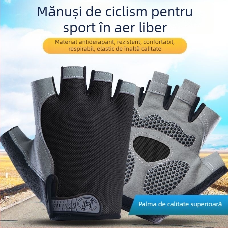 Mănuși sport cu degete parțial acoperite pentru bărbați și femei – anti-derapare, respirabile, îngroșate, rezistente la uzură, pentru fitness în aer liber și pe bare orizontale