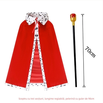 Pelerină de Halloween în stil regal pentru Prinț/Prințesă – pelerină din poliester pentru spectacole de mascaradă