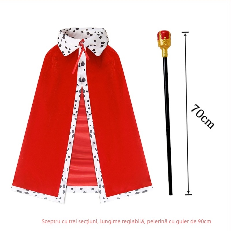 Pelerină de Halloween în stil regal pentru Prinț/Prințesă – pelerină din poliester pentru spectacole de mascaradă