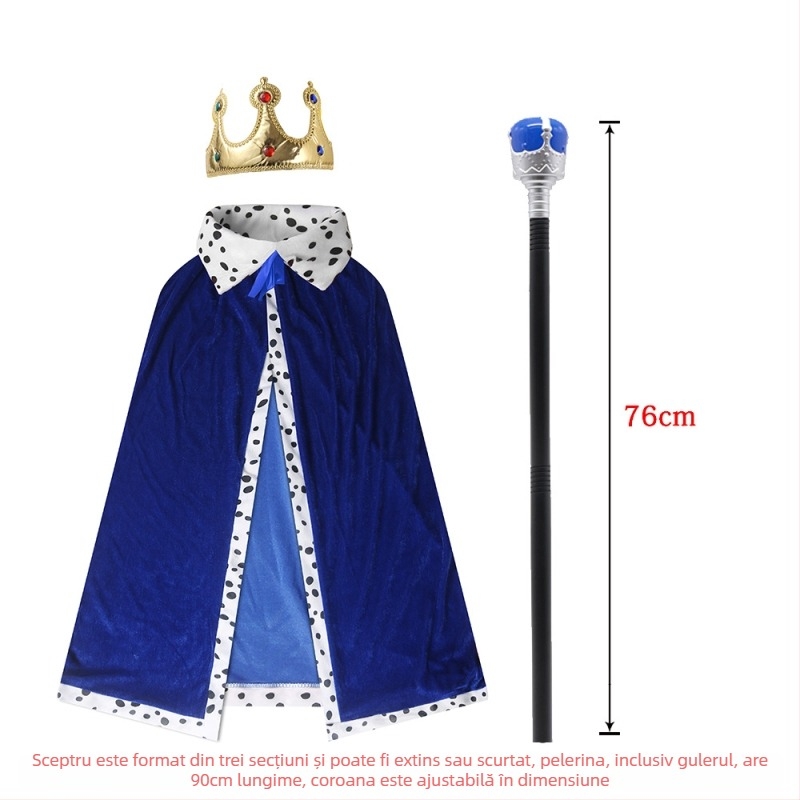 Pelerină de Halloween în stil regal pentru Prinț/Prințesă – pelerină din poliester pentru spectacole de mascaradă