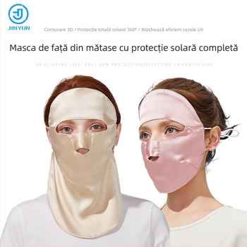 Mască de față din mătase 100% cu protecție UV, respirabilă, pentru ciclism de vară