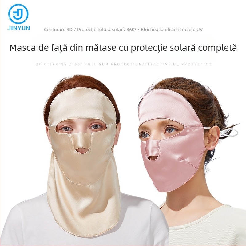 Mască de față din mătase 100% cu protecție UV, respirabilă, pentru ciclism de vară