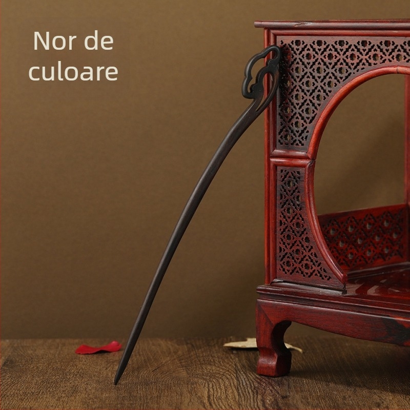 Clamă de păr din lemn, lungă, în stil retro, accesoriu Hanfu cu design geometric, potrivit pentru cadouri (nuntă, zi de naștere, festival)