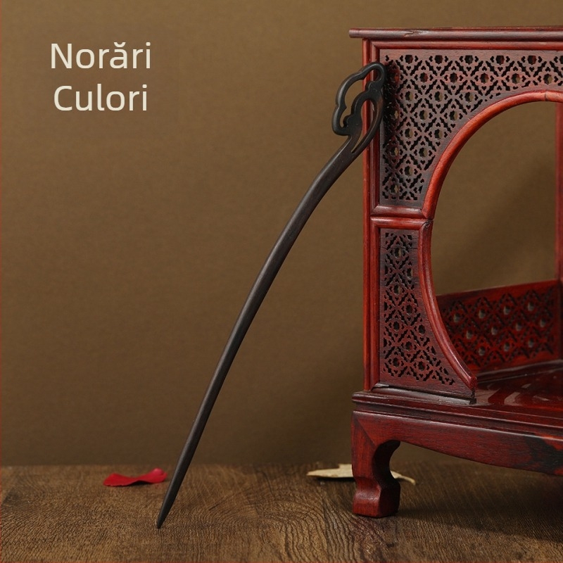 Clamă de păr din lemn, lungă, în stil retro, accesoriu Hanfu cu design geometric, potrivit pentru cadouri (nuntă, zi de naștere, festival)
