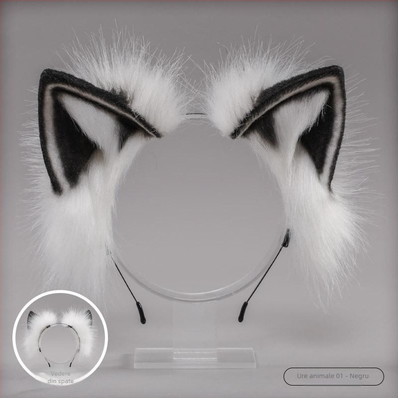 Bandă pentru păr cu urechi de pisică - accesoriu plush Lolita pentru cosplay, pentru copii