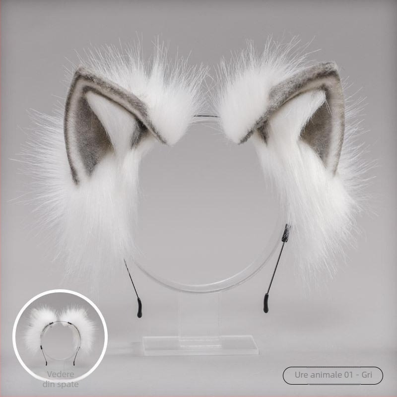 Bandă pentru păr cu urechi de pisică - accesoriu plush Lolita pentru cosplay, pentru copii