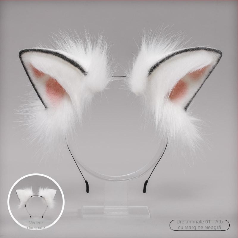Bandă pentru păr cu urechi de pisică - accesoriu plush Lolita pentru cosplay, pentru copii